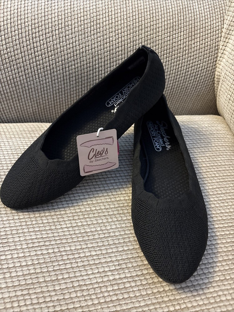 NWT black Skechers Cleo 2.0 Love Spell Ballet Flats Stretch, Women's Size 8.5
