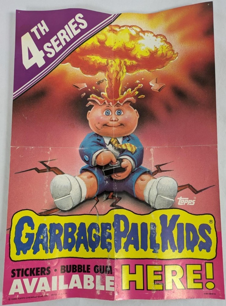 1986 Topps Garbage Pail Kids Series 4 OS4 Card Box with Adam Bomb Promo Poster