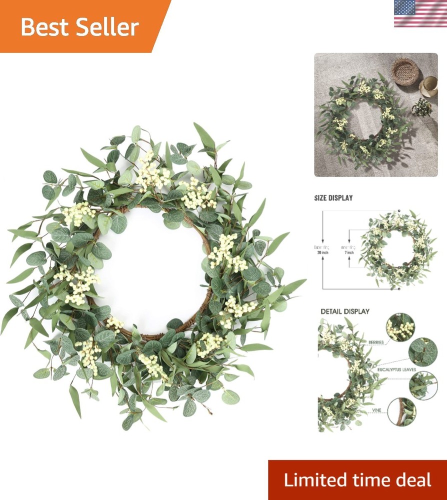 20-Inch Customizable Eucalyptus Wreath for Door or Wall Decor