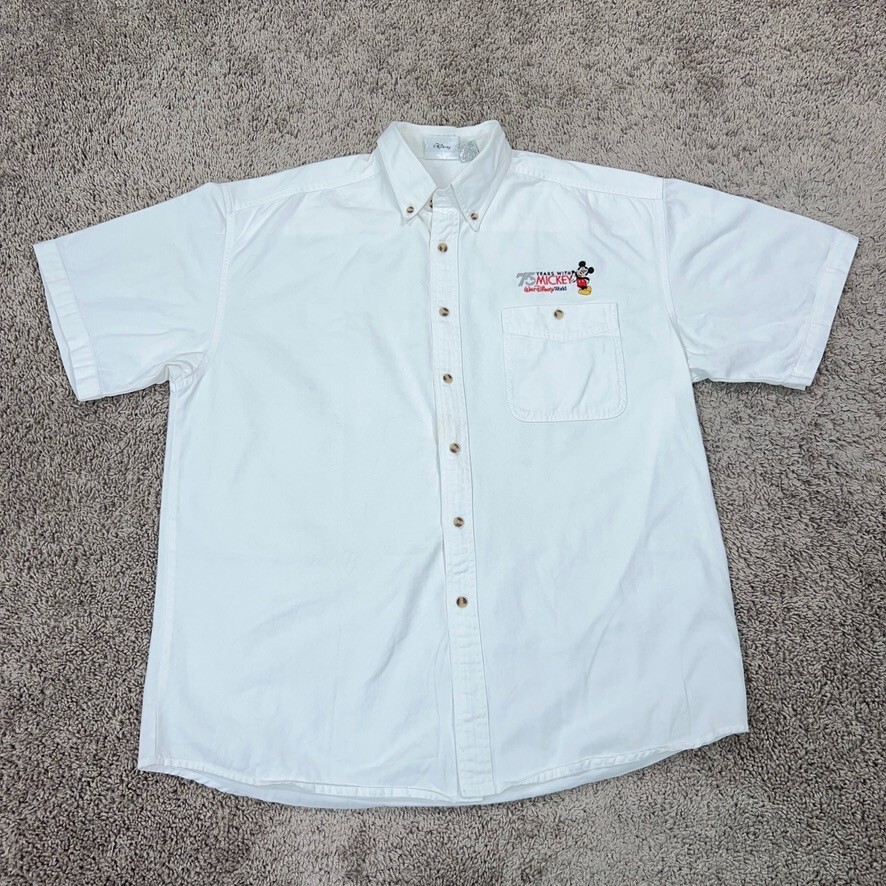 Vintage Disney World Adult XL White 75th Anniversary Mickey Mouse Shirt  