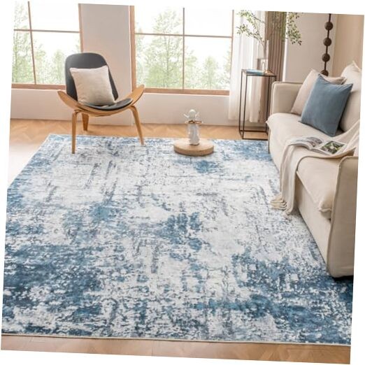 8x10 Washable Non-Slip Abstract Living Room Rug in Large Size Stain Resistant  