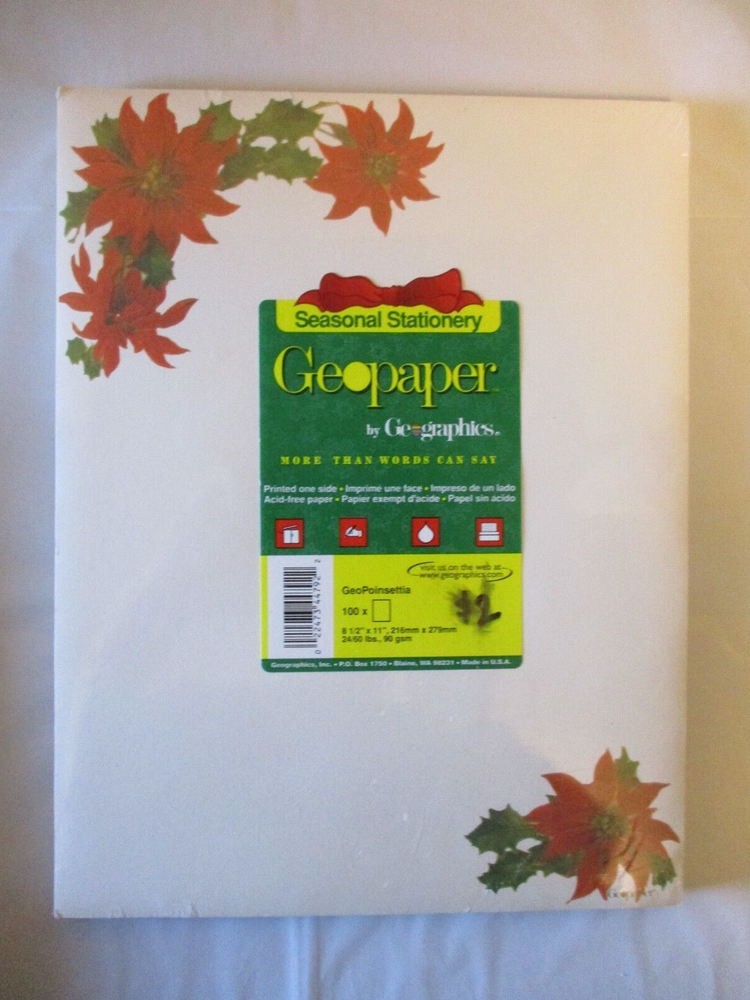 Geopaper Festive Poinsettia Christmas Letter Stationery Set 100 Sheets-image