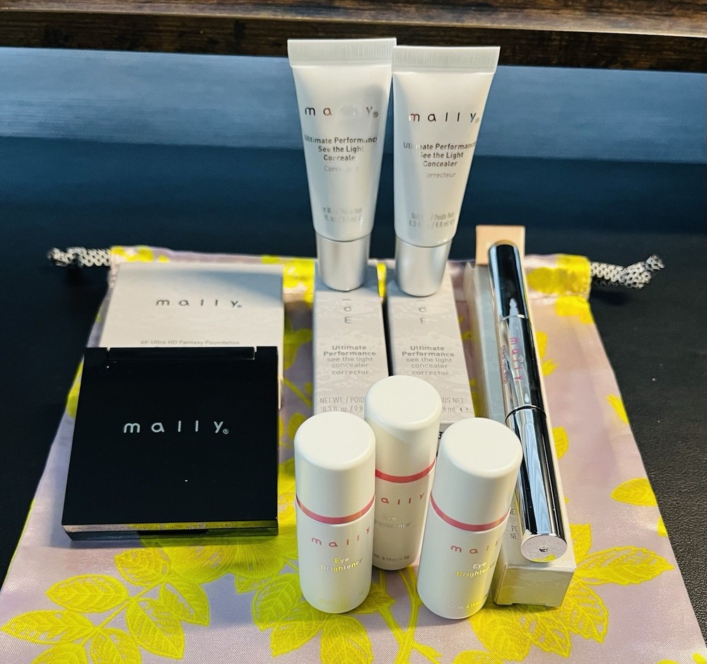 Mally Beauty 8 Piece Bundle. Concealer, Brightener Stick And Powder, Foundation