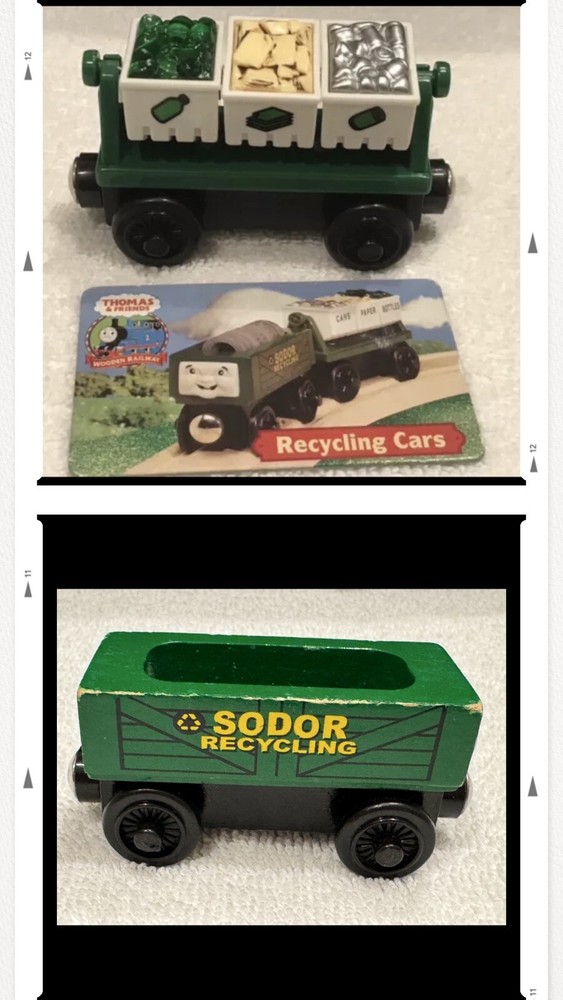 Thomas Wooden Railway Recycling Bins Recycling Cars Character Card Lot