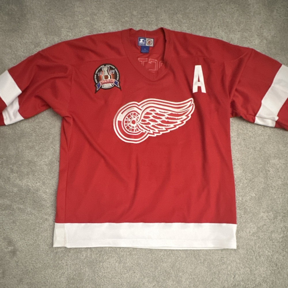 Starter Detroit Red Wings Lidstrom Stanley Cup NHL Jersey XL Red White