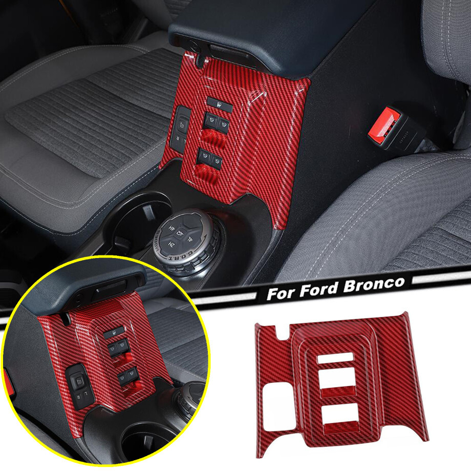 Red Carbon Fiber Window Switch Cover Trim for Ford Bronco 4-Door 2021-2024