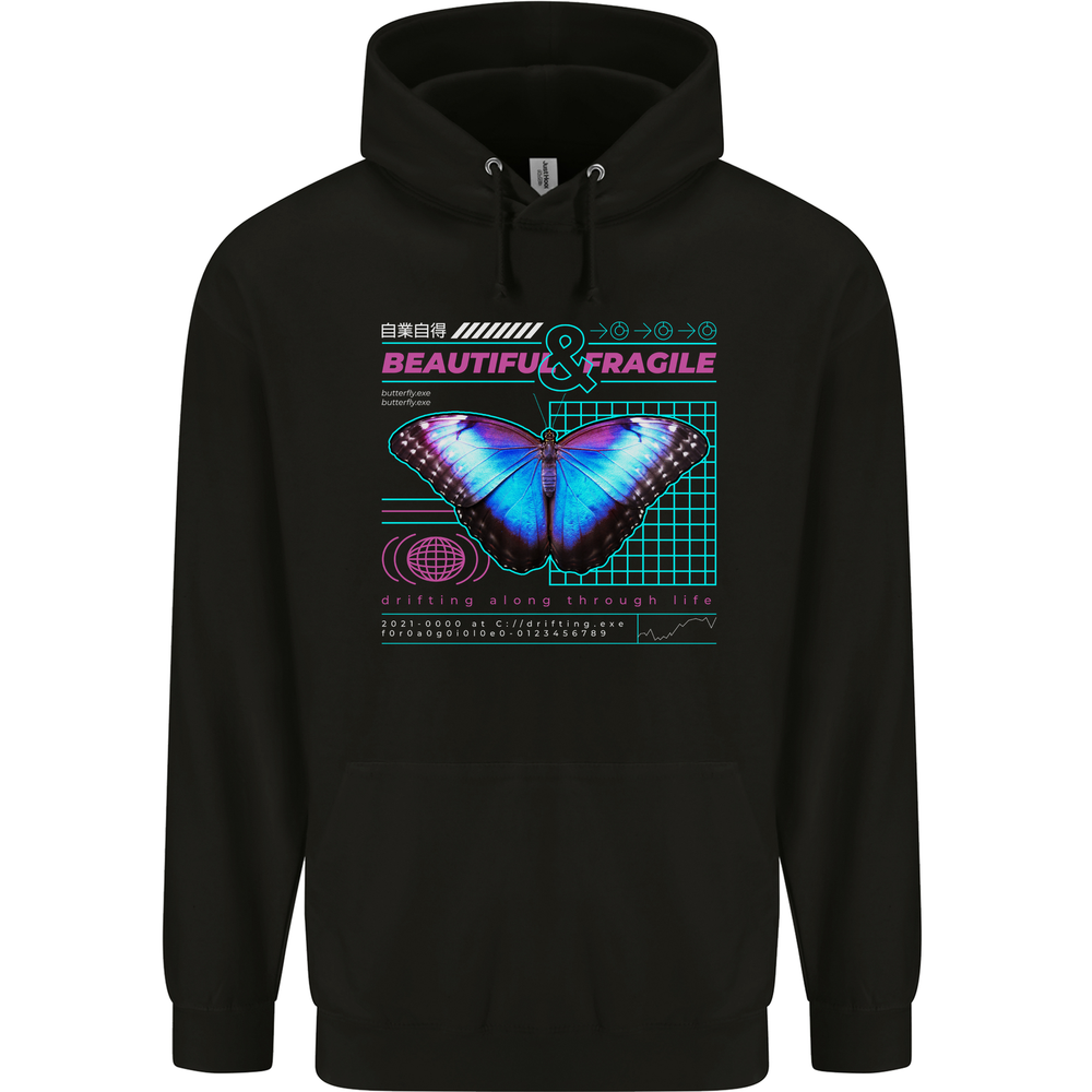 Beautiful & Fragile Butterfly Graphic Mens 80% Cotton Hoodie