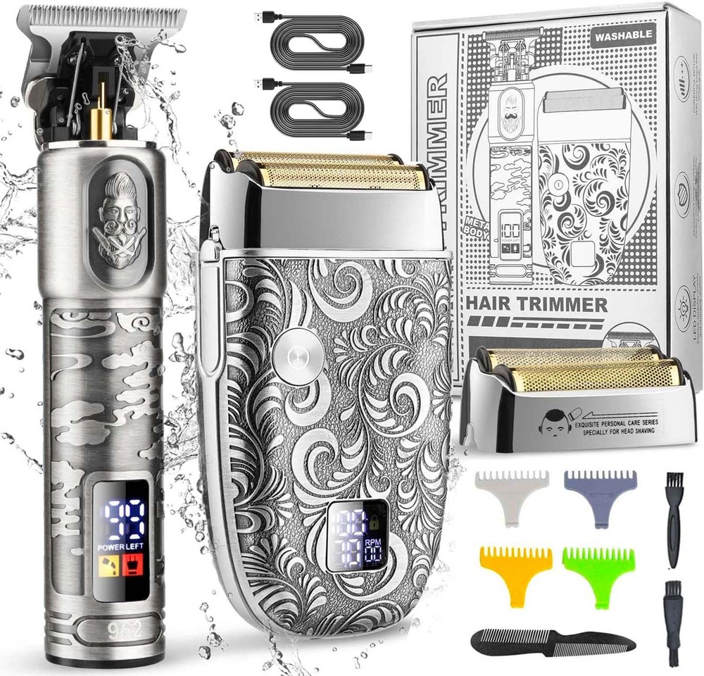 Men's Electric Foil Shaver with LED Display & Trimmer for Smooth Shaving