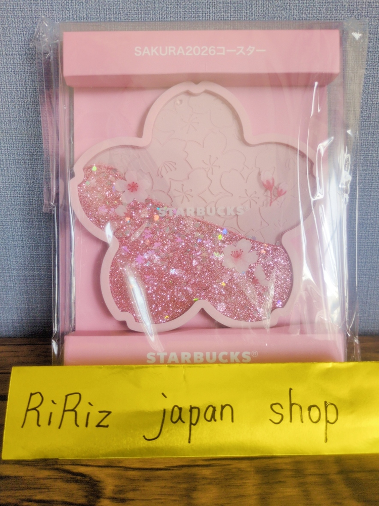 Starbucks SAKURA 2026 Glitter Coaster Shiny Pink Cherry Blossom Shape Limited