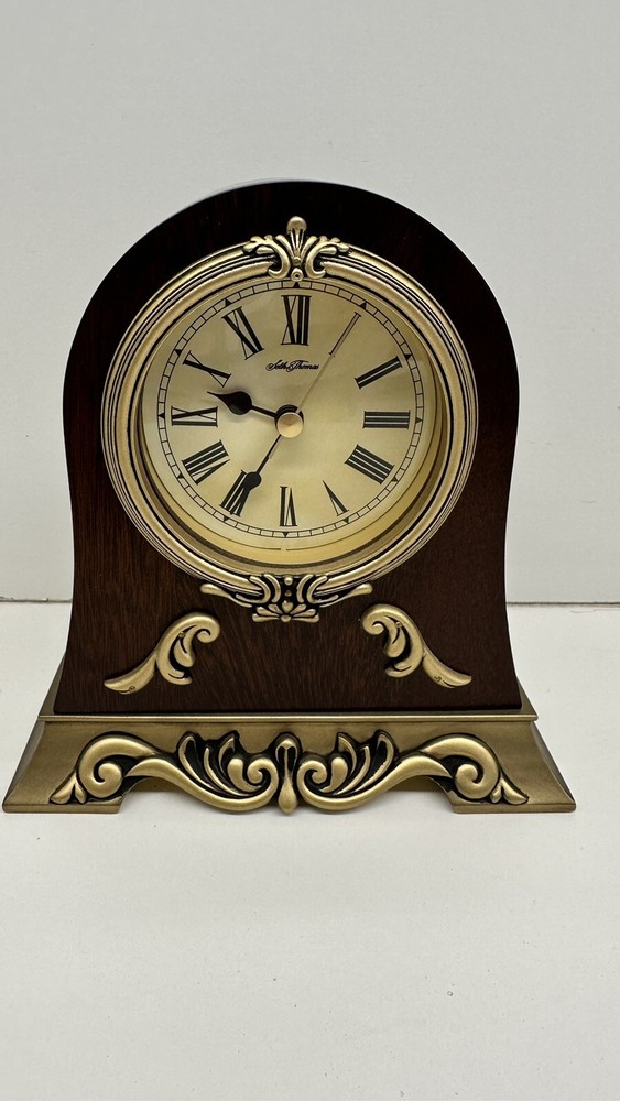 SETH THOMAS Heirloom Collection Mantel Clock Dark Wood Finish MWL1496