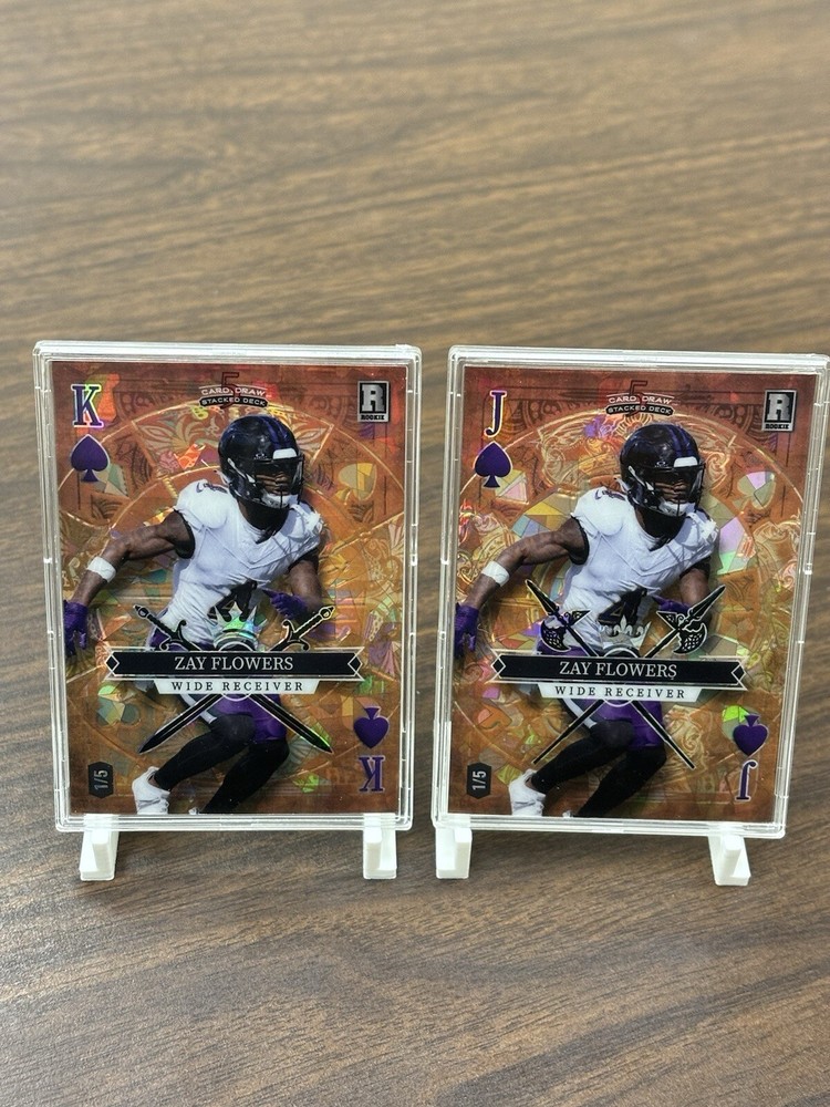 TWO ZAY FLOWERS 2023 Wild Card 5 Draw Stacked Deck 1/5'S  RC Orange RAVENS BALTI
