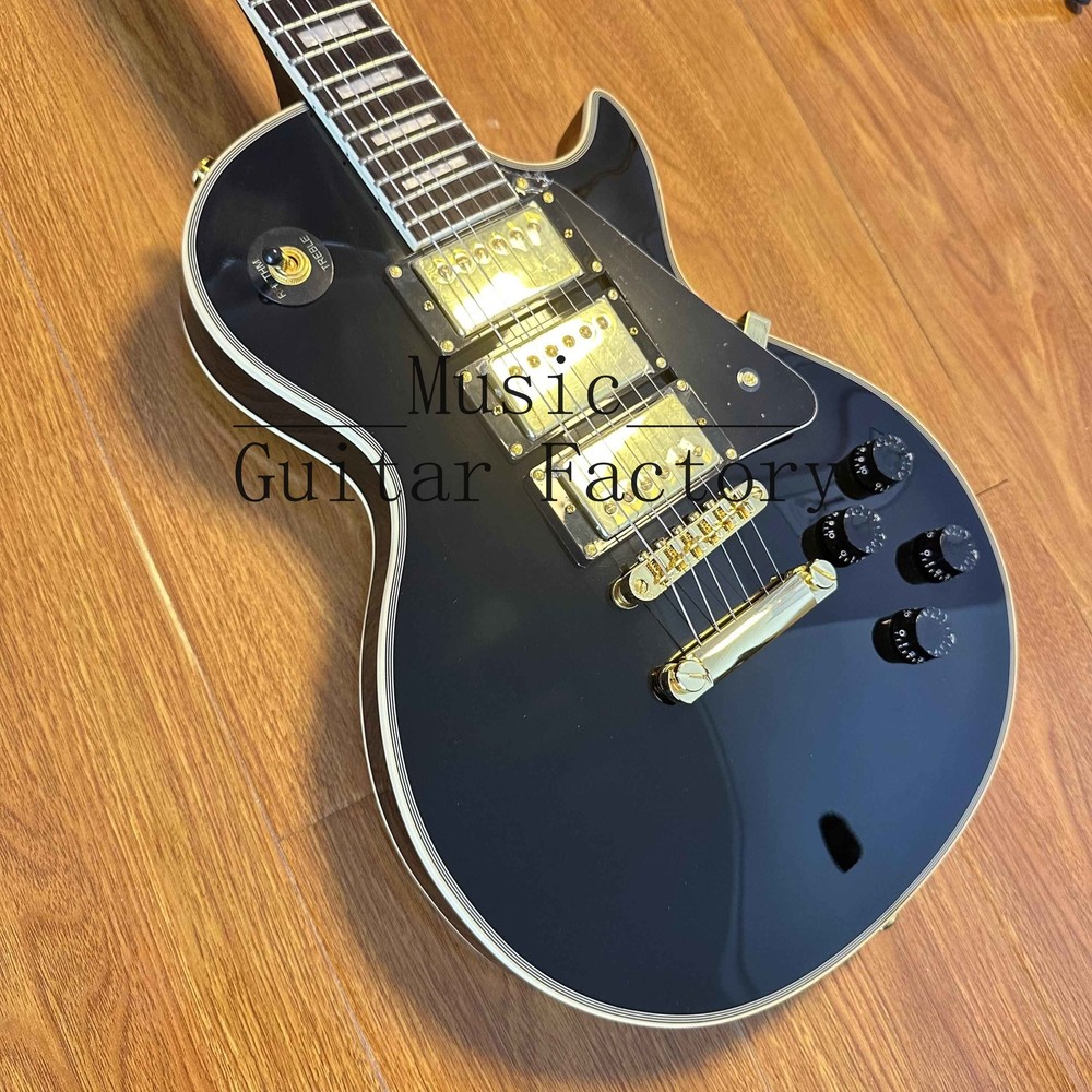 Hot Sale Black Electric Guitar Mahogany Neck 3H Pickup Gold Hardware In Stock