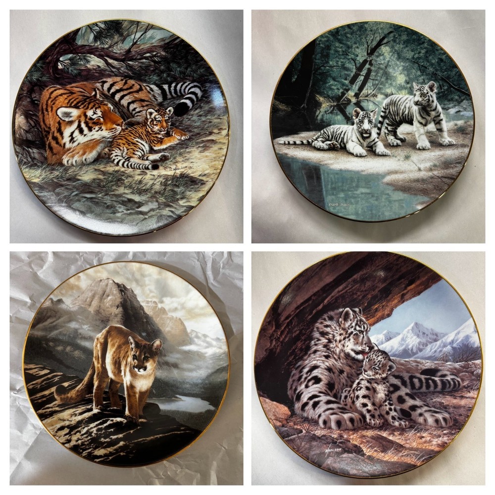 W.S. George Big Cat Vintage Collector Plates Set of 4