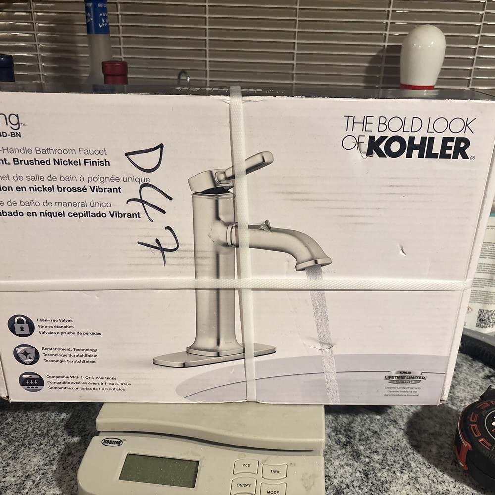 KOHLER Ealing Single-Handle Faucet with Drain and Deck Plate in Brushed Nickel