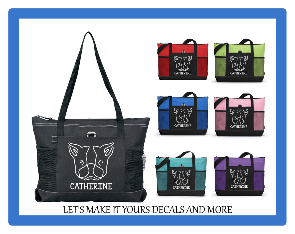PUG FACE PERSONALIZED TOTE PURSE SPORTS GYM TRAVEL SCHOOL DIAPER BAG ZIPS GIFT