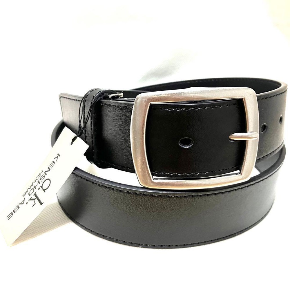 Kensho Abe Genuine Leather Men's Belt Black, Pin Buckle, Size Adjustable, New
