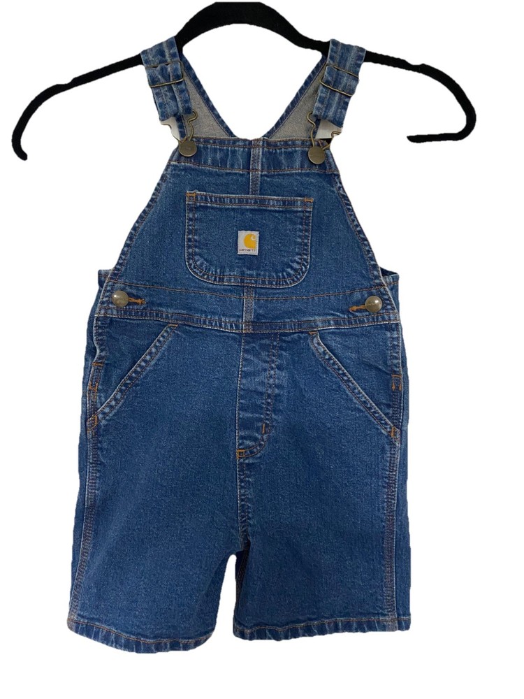 Carhartt Toddler Size 4 denim suspender Jumpsuit bibs overalls jeans worn once