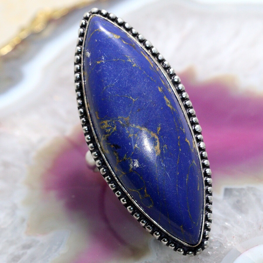 925 Silver Mosaic Jasper Ethnic Handmade Ring Size US 8 Jewelry JW