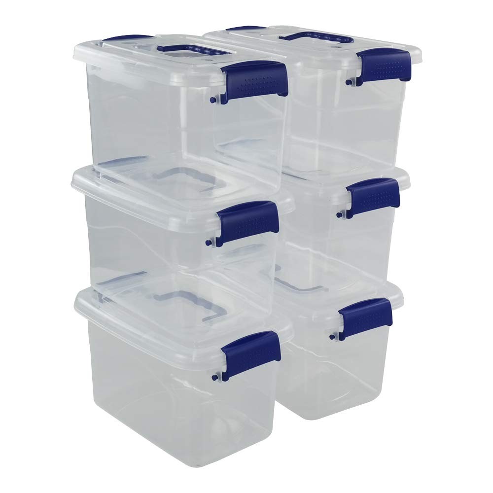 6-Pack 5 Qt Clear Plastic Storage Bins with Handles