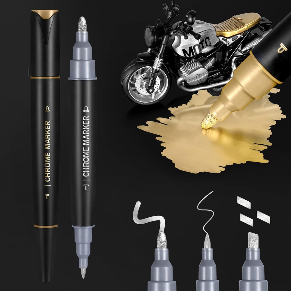Metallic Markers Gold Pen Silver Marker, Mirror Chrome Paint Marker for Art, Dua