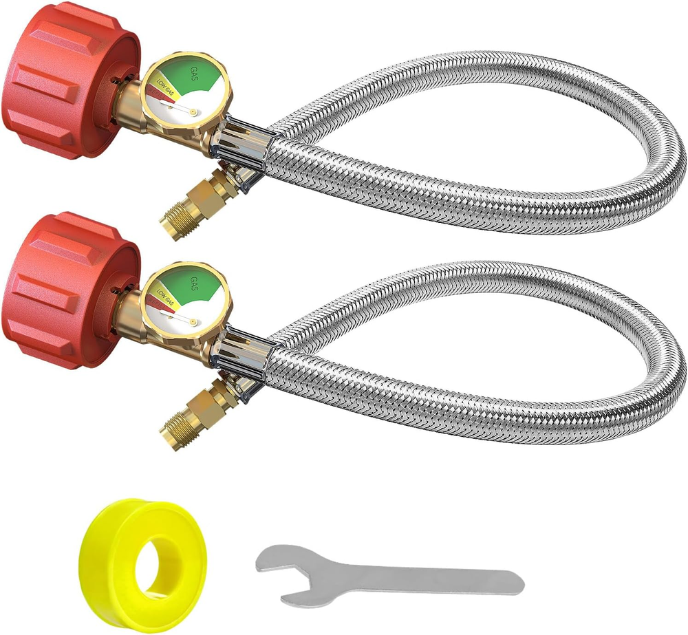 2 PCS RV Propane Hose with Gauge 18