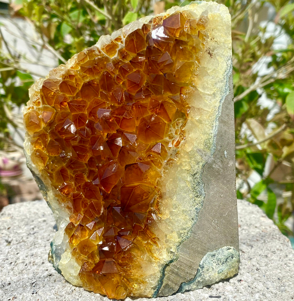 2.64LB Natural Yellow Citrine Crystal Geode for Cave Decor