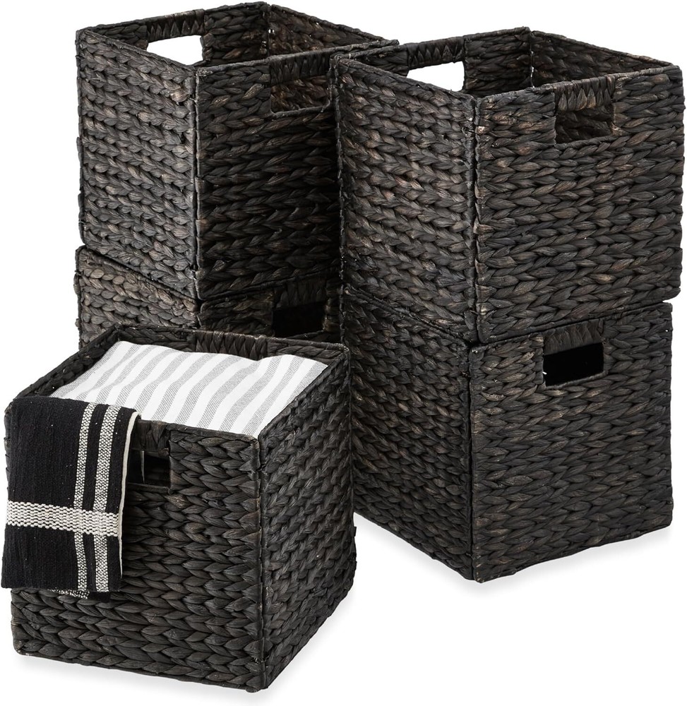 Best Choice Products 5-Pack Black Rustic Hyacinth Basket Set 10.5x10.5in Durable Decor