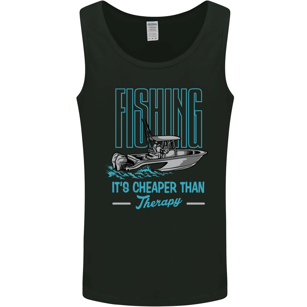 Fishing Its Cheaper Than Therapy Fisherman Mens Vest Tank Top