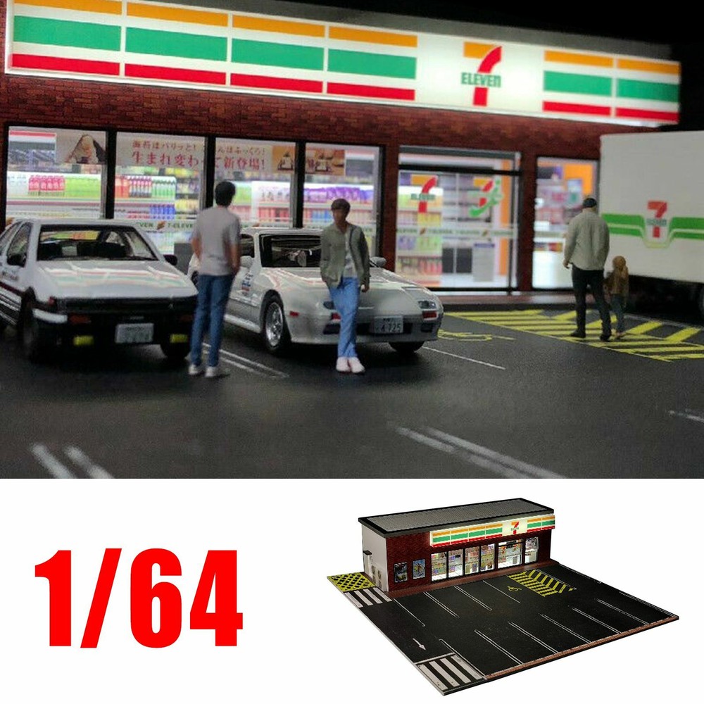 G-FANS Diorama 1:64 Shopping Store LED Lighting Vehicle Parking Lot Display 2025