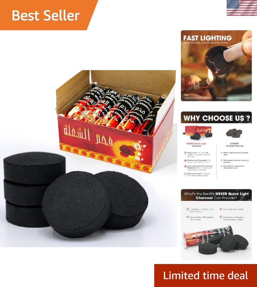 100 Pack Quick Light Charcoal Tablets for Incense - 33Mm Resin Burner