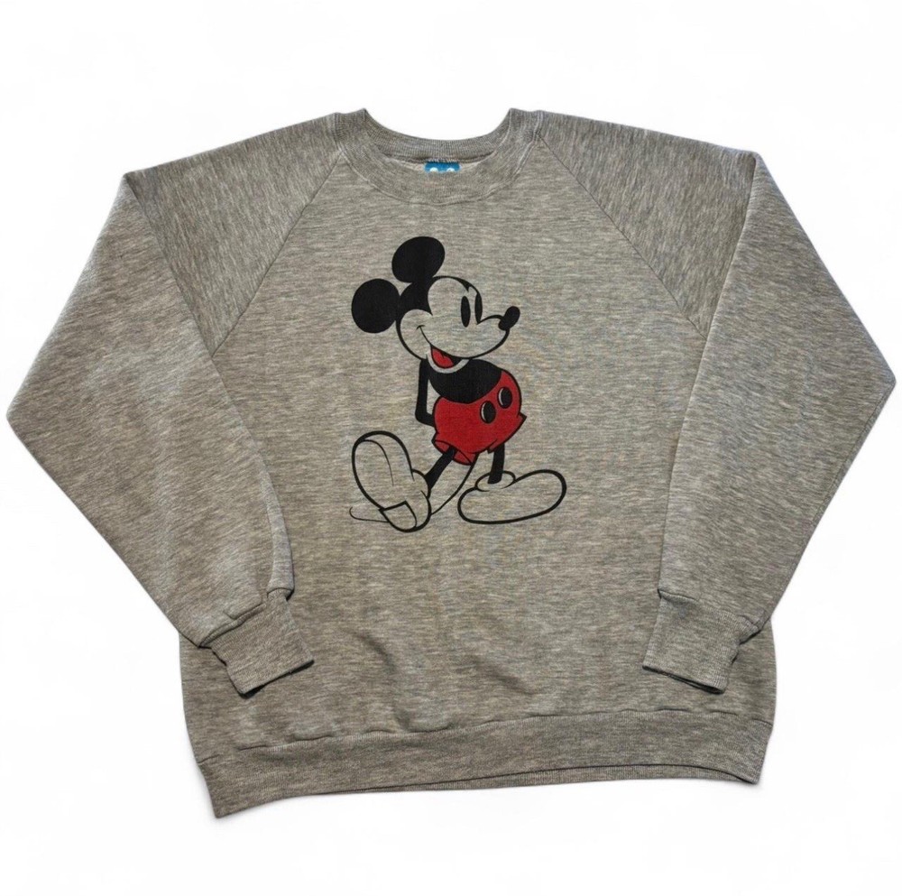 80s Vintage Disney Mickey Mouse Gray Sweatshirt Large USA Made Character Fashions