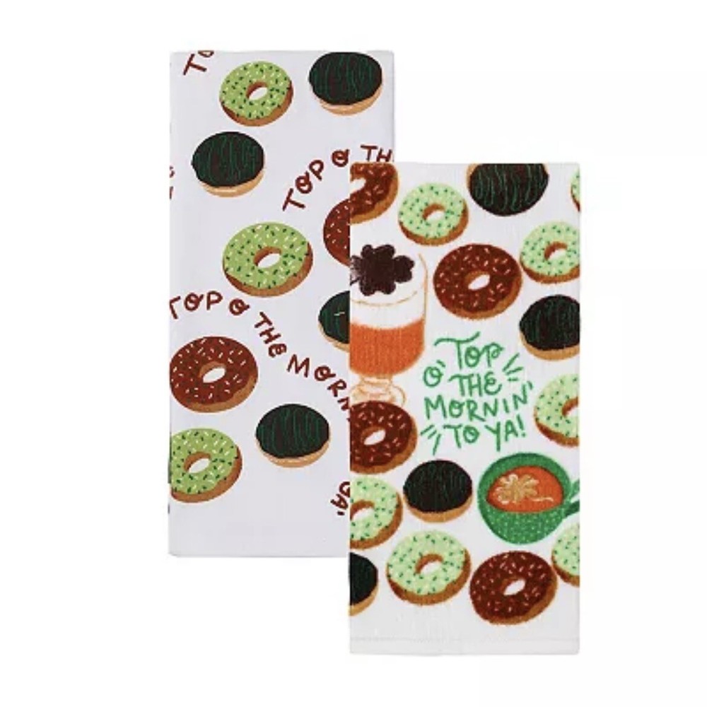 St Patricks Day 2 Pack Hand Towels Top O The Mornin To Ya for Kitchen Bathroom