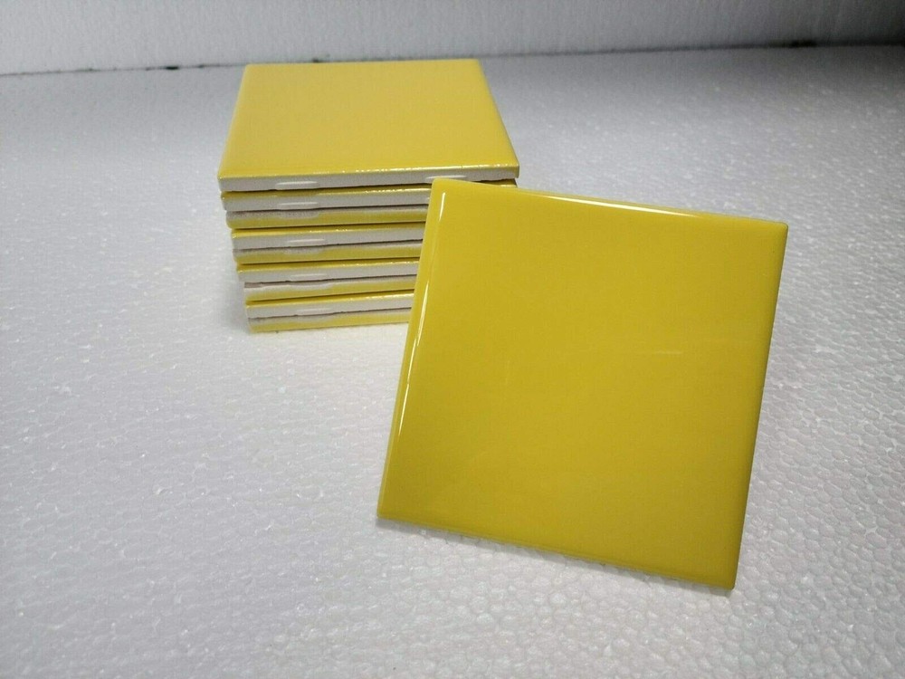Sunflower Yellow Vintage 4x4 Ceramic Subway Tile for Shower DH50