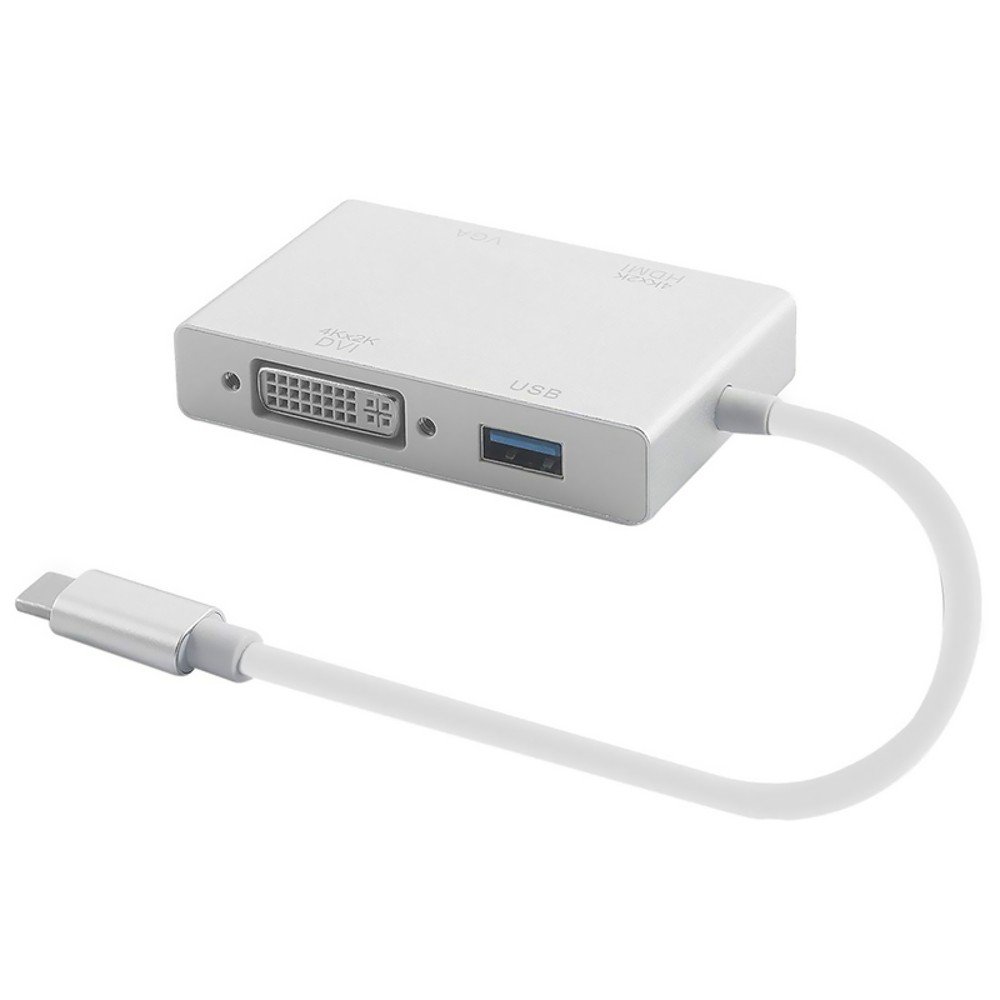 4 in 1 USB-C Type-C to 4K HDMI VGA DVI Converter USB 3.0 Hub Adapter For Mac B