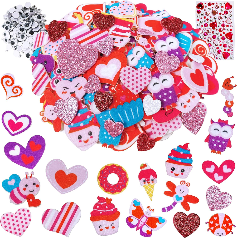 Assorted Valentine'S Day Stickers Embellishments Craft Smile Face Heart Cupcake