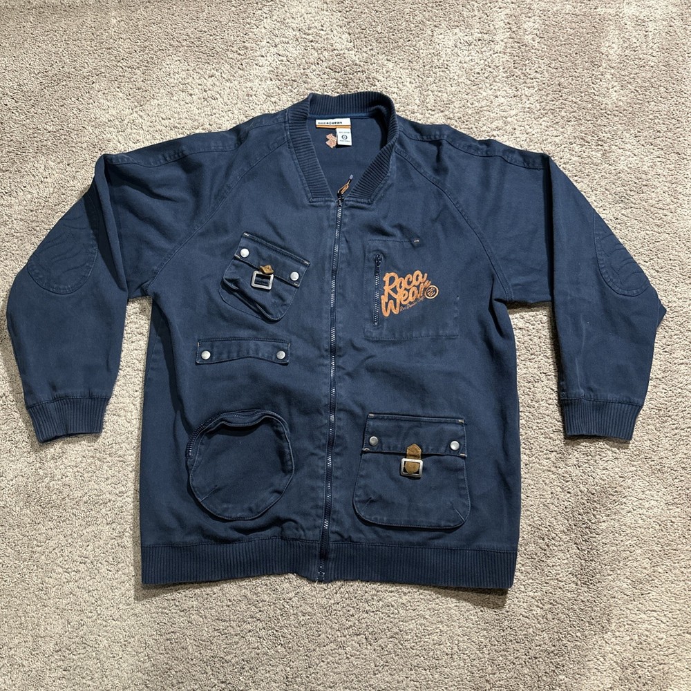 Rocawear Men’s XL Navy Blue Bomber Jacket Y2K Jay-Z