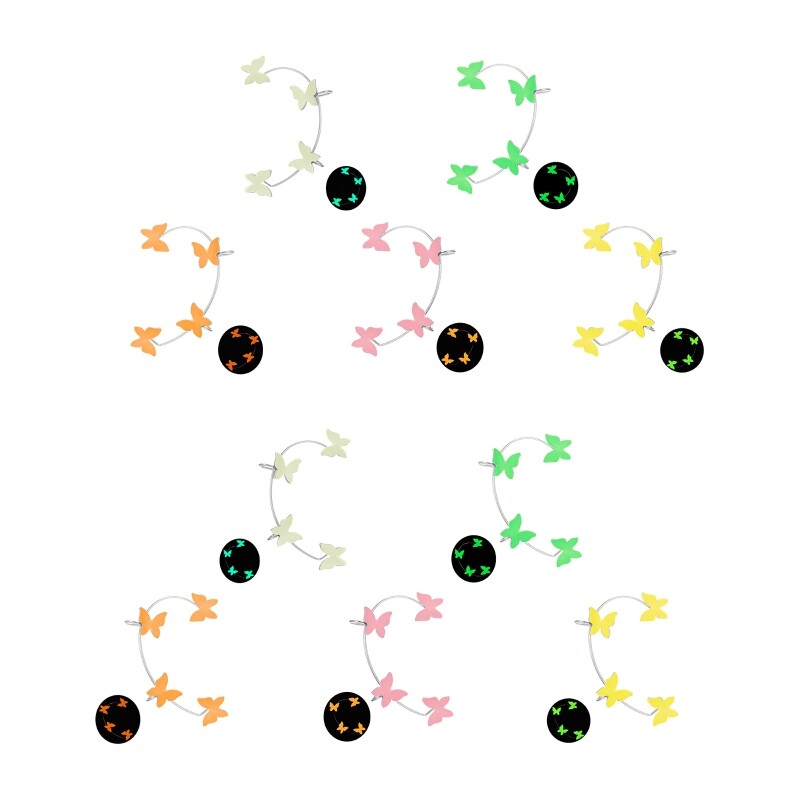 Fluorescent Butterfly Ear Cuff Wrap Crawler Clip-On No-Piercing Earring