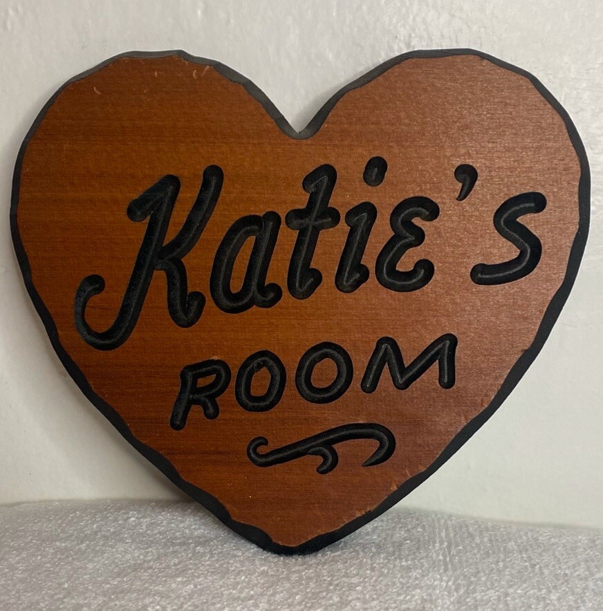 “Katie’s Room” Hand Carved Wooden Heart Wall Hanging. One Of A Kind Piece