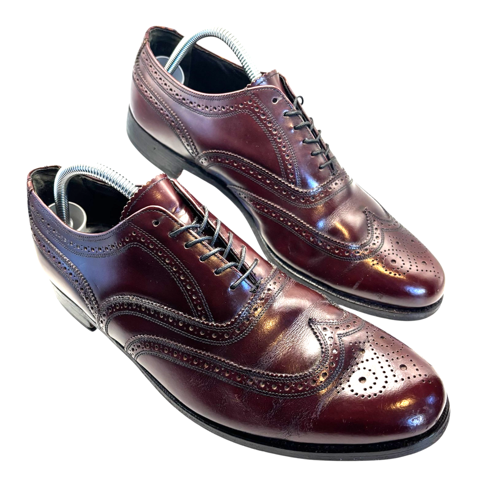 Florsheim Brogue Wingtip Oxford Shoes Lexington 10.5 D Burgundy #75913