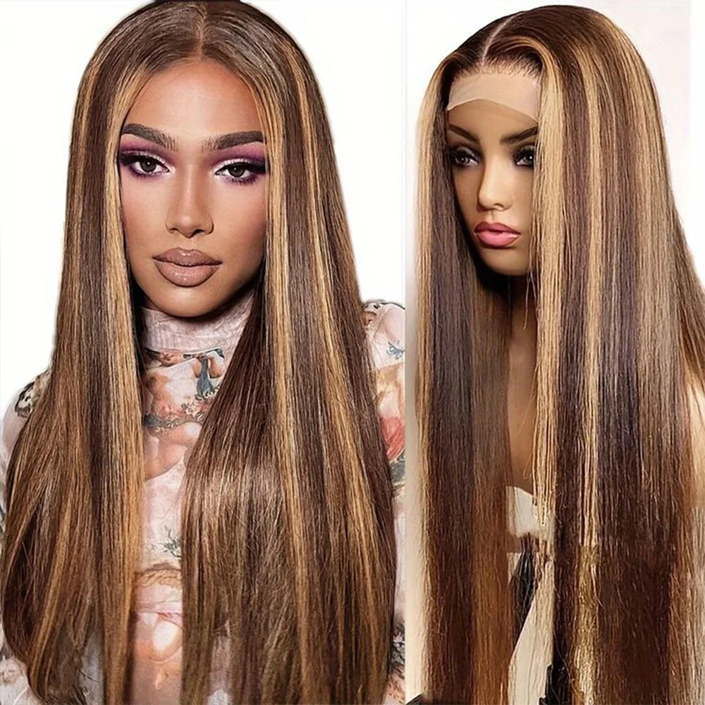 P4/27 Straight HD Transparent Lace Front Wig Human Hair Preplucked