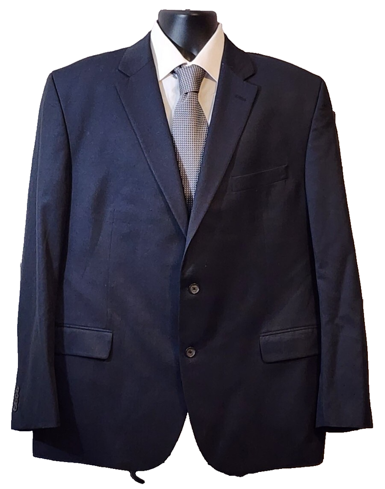 Saville Row Gold Mens Navy Wool Blazer 48R 2 Button Double Vented