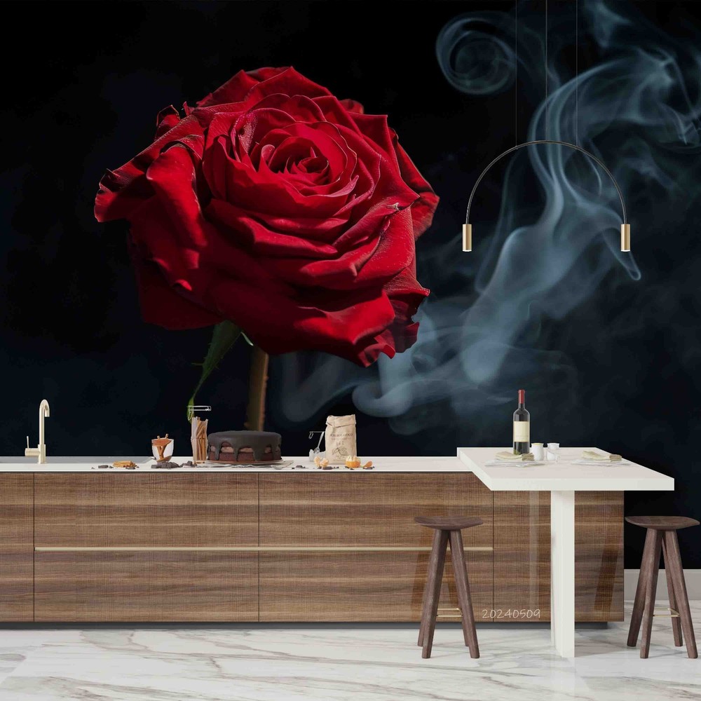3D Red Rose Plant Close-up Wall Murals Wallpaper Murals Wall Sticker 2