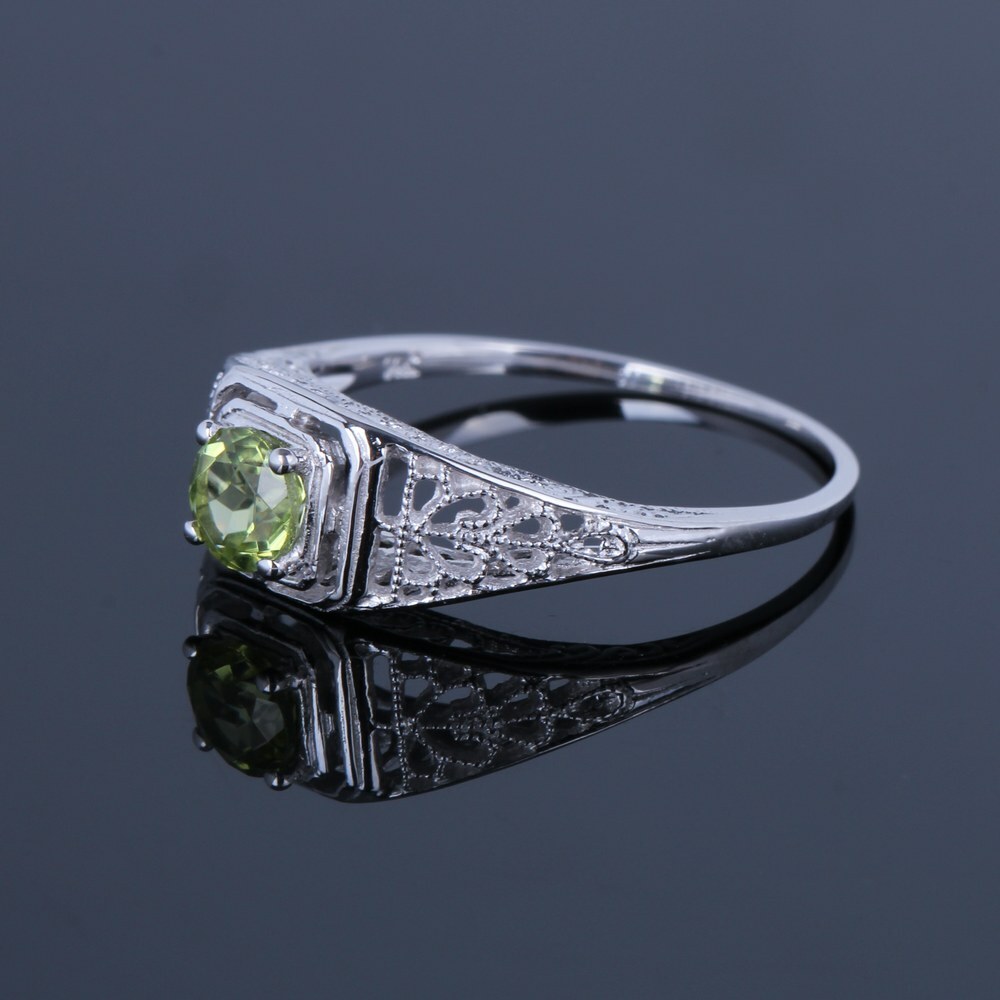 14k White Gold Pave Peridot Engagement Wedding Ring Fine Jewelry