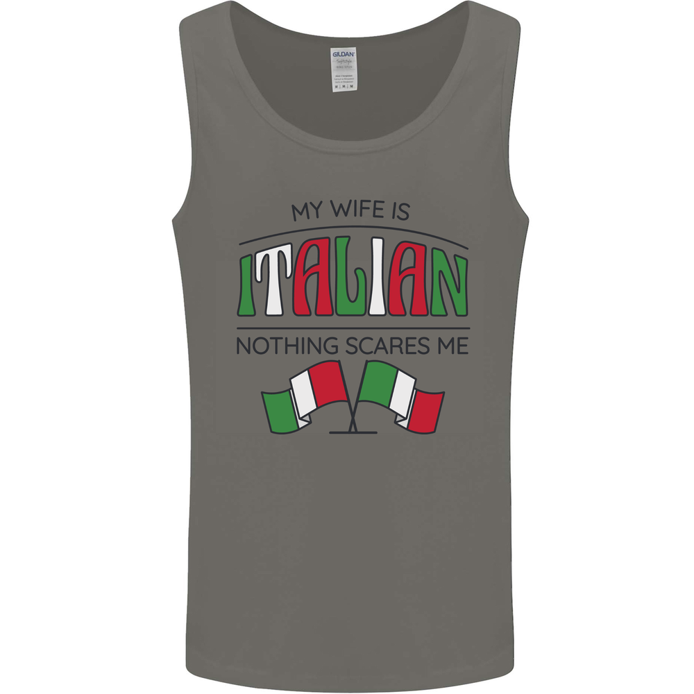 Italian Wife Nothing Scares Me Funny Italy Mens Vest Tank Top