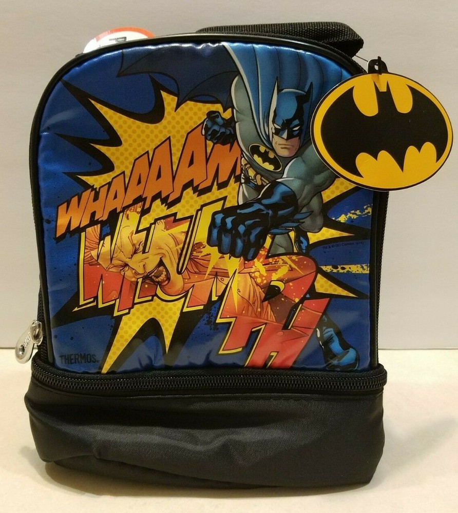 DC Comics Batman Thermos Insulated Dual Compartment School Lunch Box Lunch Bag