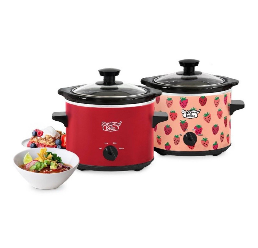 Bella 2.0qt Twin Slow Cooker Set in Red & Strawberry - So Yummy