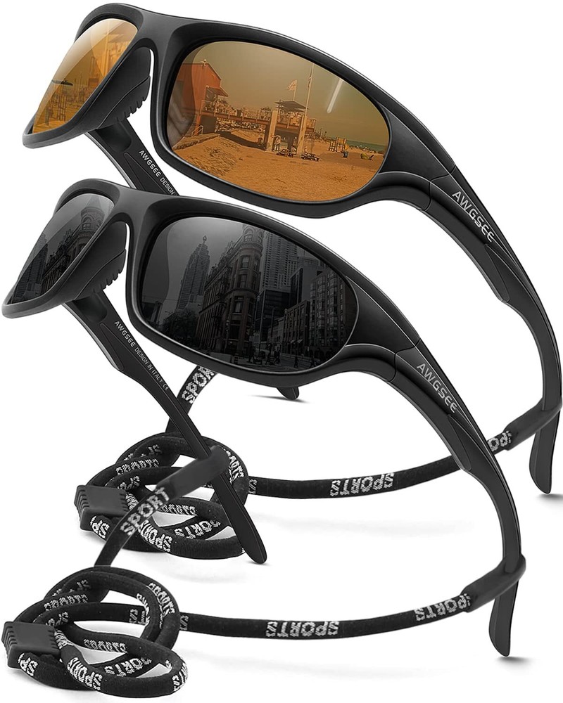 Polarized Sports Sunglasses for Men,TR90 Unbreakable Frame Sunglasses for Fis...