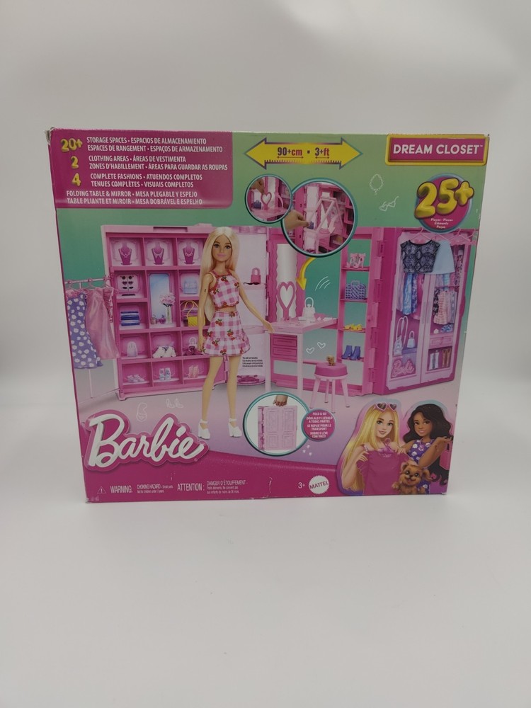 Barbie Dream Closet Playset 3-Ft-Wide Wardrobe w/ Doll Clothes 25+ Pieces