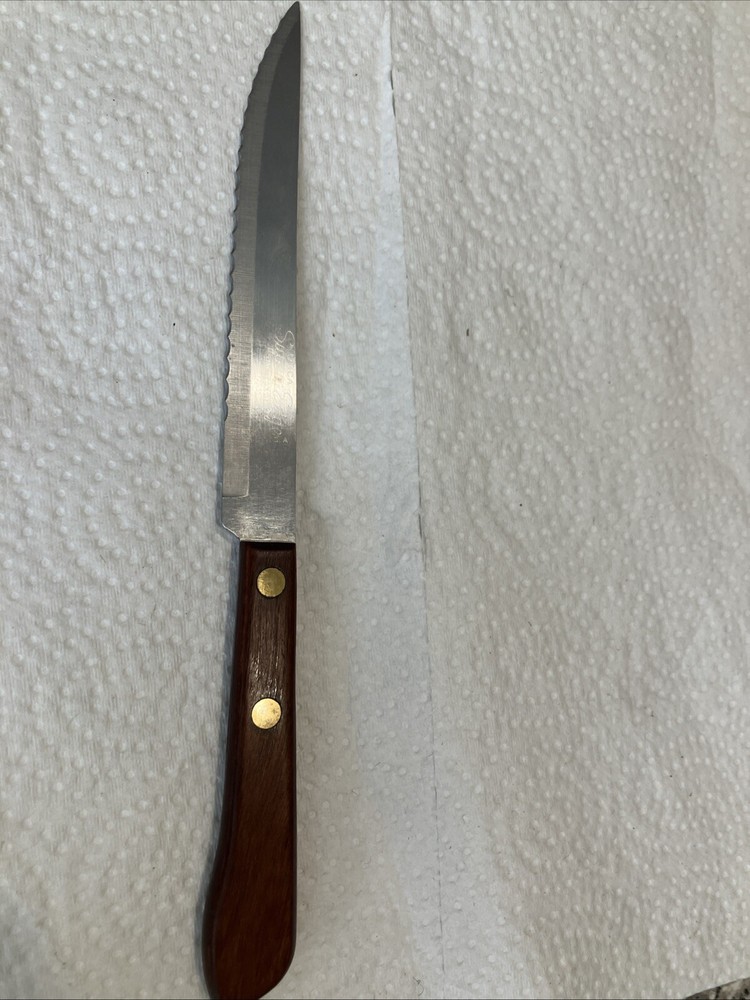 UTICA SUPER EDGE CUCHILLO DE CARNE DENTADO 8 3/4 HOJA DE CUCHILLO - 5 MANGO DE MADERA - EE. UU.