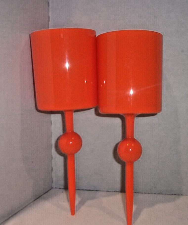 Orange plastic floating or ground-stick wine glasses - 2 pack